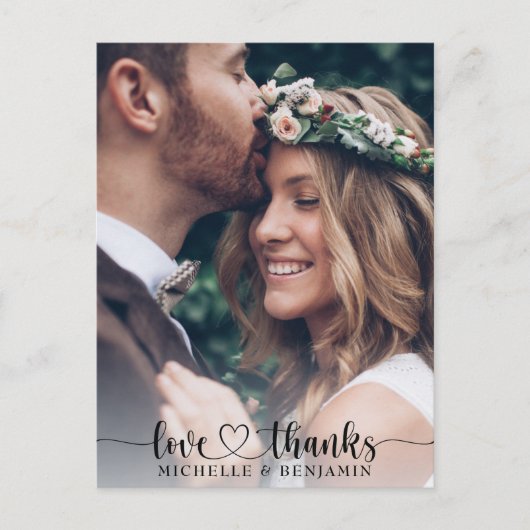 Einfache Elegante Hochzeit Vielen Dank Foto Postca Postkarte (Vorderseite)