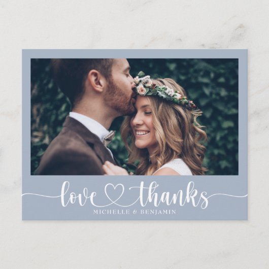 Einfache Elegante Hochzeit Vielen Dank Foto Postca Postkarte (Vorderseite)