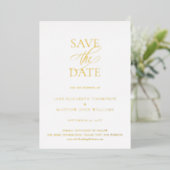 Einfache Elegante HochzeitGold Save the Date Folieneinladung (Stehend vorne)