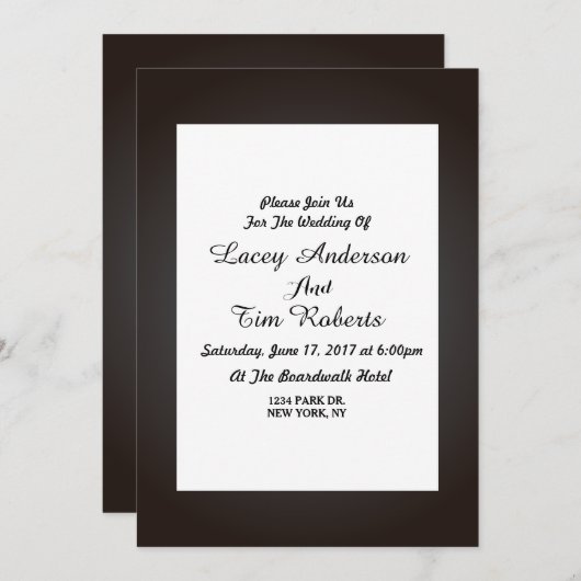 Einfache elegante Hochzeitkarte Einladung (Vorne/Hinten)