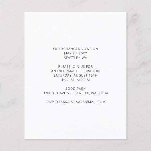 Einfache Elegante Hochzeitsankündigung (Rückseite)