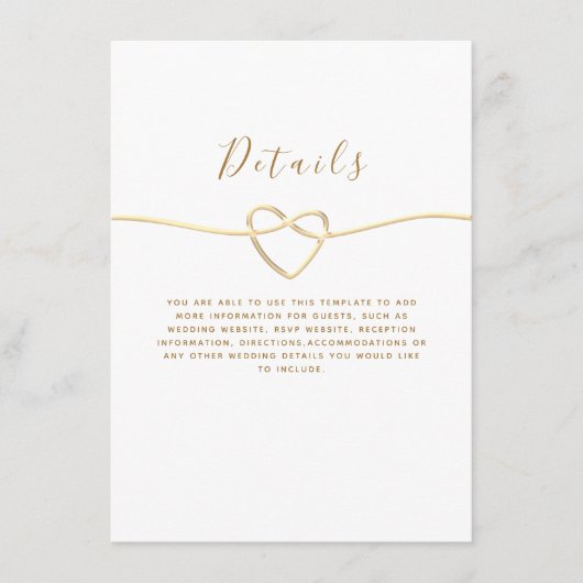 Einfache elegante Hochzeitsdetails Begleitkarte (Vorderseite)