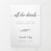 Einfache Elegante Hochzeitsdetails Dreifach Gefaltete Einladung (Cover)