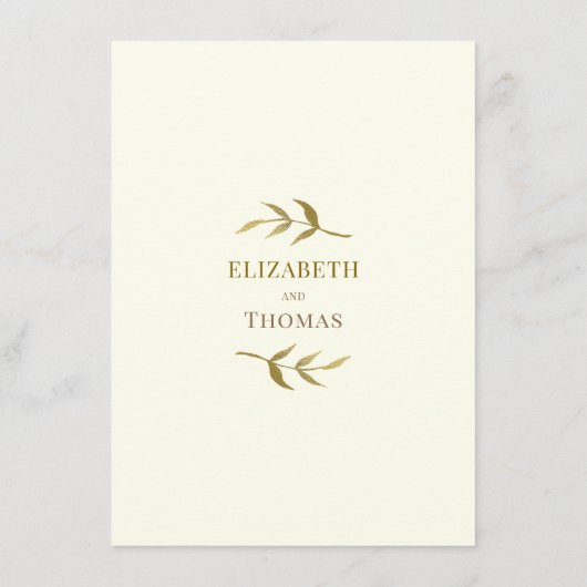 Einfache elegante Hochzeitsdetails für Elfenbein u Begleitkarte (Rückseite)