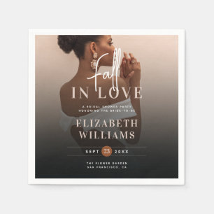 Einfache elegante Hochzeitsdusche Foto Fall in Lov Serviette