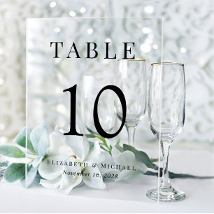 Einfache elegante Hochzeitsempfang-Tischnummer Acrylschild