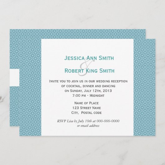 Einfache, elegante Hochzeitsfeier in königsblau Einladung (Vorne/Hinten)