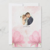 Einfache elegante Hochzeitsfeier mit rosa, florale Einladung (Rückseite)