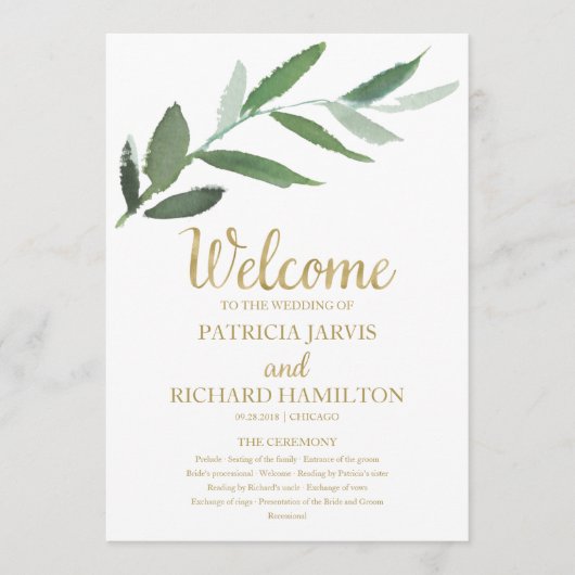 Einfache Elegante Hochzeitsfeiern Programm (Vorderseite)