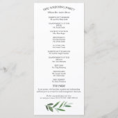 Einfache elegante Hochzeitsprogramme im Grünen Programm (Rückseite)