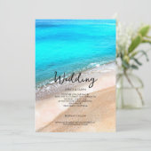 Einfache, elegante Hochzeitsreise am Strand Einladung (Stehend Vorderseite)