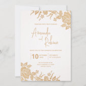 Einfache, elegante Hochzeitsreise mit der Gold Flo Einladung (Vorderseite)