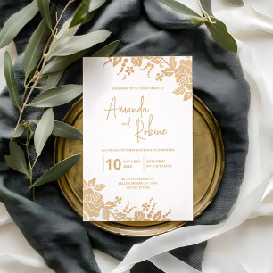 Einfache, elegante Hochzeitsreise mit der Gold Flo Einladung