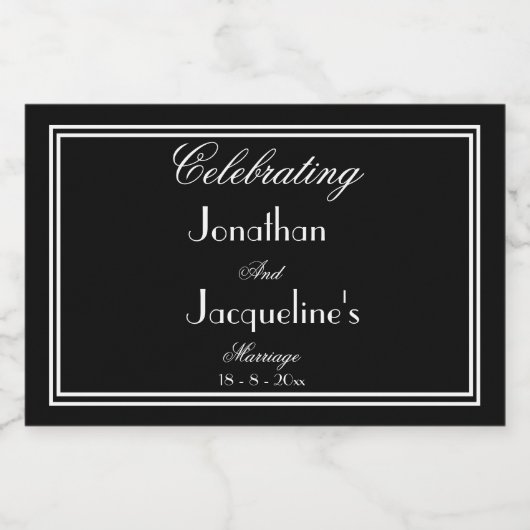 Einfache Elegante Hochzeitsskripte Namen Chic Mini Schaumweinetikett (Einzelnes Label)