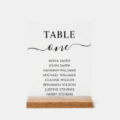 Einfache elegante Hochzeitsstift-Tischnummer Acrylschild (Vorderseite)