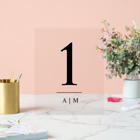 Einfache elegante Hochzeitstiefeldzahl mit anfängl Acrylschild (Hochzeit)