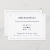 Einfache elegante Hochzeitsunterkunft in Navy Blue Begleitkarte (Vorne/Hinten)