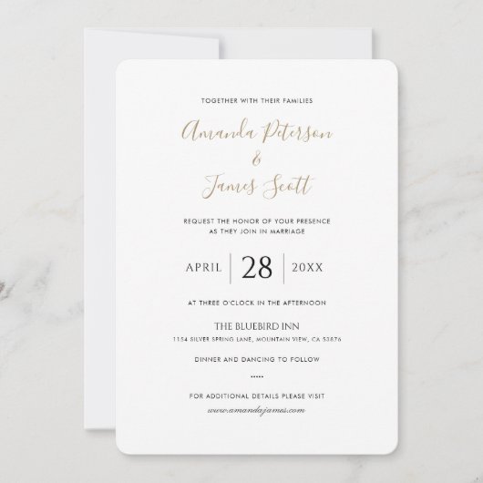 Einfache elegante Hochzeitsvorlage mit Gold (Vorderseite)