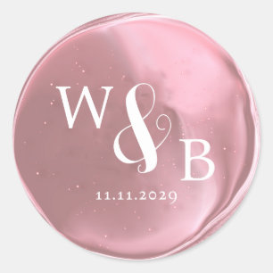 Einfache elegante Hochzeitswachssiegel Monogramm Runder Aufkleber