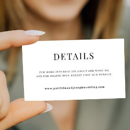 Einfache elegante Hochzeitswebsite Begleitkarte