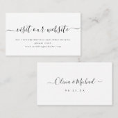 Einfache elegante Hochzeitswebsite Beipackkarte Platzkarte (Vorne/Hinten)