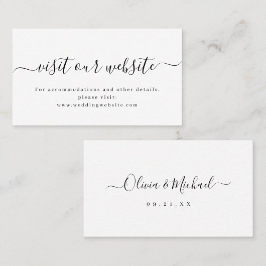 Einfache elegante Hochzeitswebsite Beipackkarte Platzkarte (Vorne/Hinten)