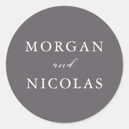 Einfache Elegante Holzkohle Grau Braut und Bräuche Runder Aufkleber