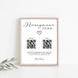 Einfache Elegante Honeymoon Fund QR Code Wedding Sockelschild