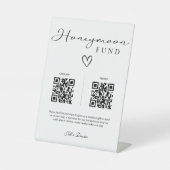 Einfache Elegante Honeymoon Fund QR Code Wedding Sockelschild (Vorderseite)