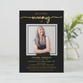 Einfache Elegante im Foto der Gedächtnisbeerdigung Einladung (Stehend Vorderseite)