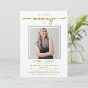 Einfache Elegante im Foto der Gedächtnisbeerdigung Einladung