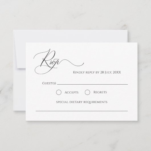 Einfache elegante Imitate der Kalligraphie RSVP Karte (Vorderseite)