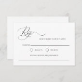 Einfache elegante Imitate der Kalligraphie RSVP Karte (Vorne/Hinten)