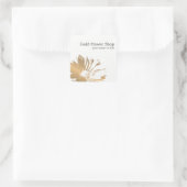Einfache Elegante Imitate Gold Blume Florist Quadratischer Aufkleber (Tasche)