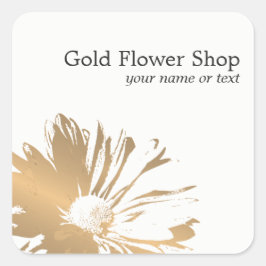 Einfache Elegante Imitate Gold Blume Florist Quadratischer Aufkleber