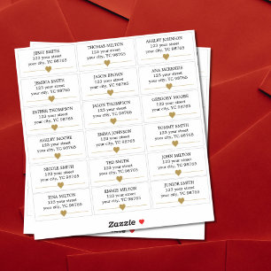 Einfache Elegante Imitate Hochzeitslabel Gold Hear Aufkleber