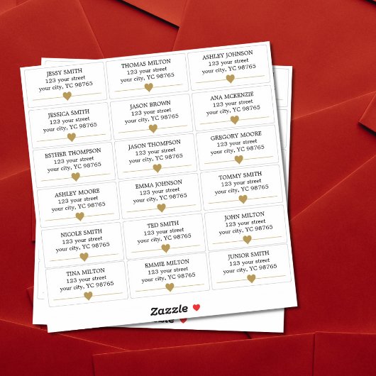 Einfache Elegante Imitate Hochzeitslabel Gold Hear Aufkleber