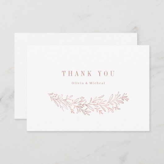 Einfache elegante Imitate Rose goldvergoldet botan Dankeskarte (Vorne/Hinten)