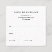 Einfache Elegante Imitate Silberes Schönheitssalon Quadratische Visitenkarte (Rückseite)