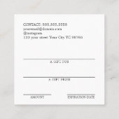 Einfache Elegante Imitate Silbergeschenkzertifikat Quadratische Visitenkarte (Rückseite)