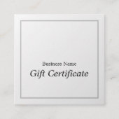 Einfache Elegante Imitate Silbergeschenkzertifikat Quadratische Visitenkarte (Vorderseite)