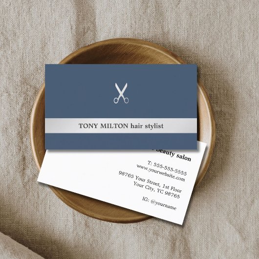 Einfache Elegante Imitate Silver Scissor Hair Styl Visitenkarte