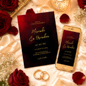 Einfache Elegante Imitats Gold Script Red Black We Einladung