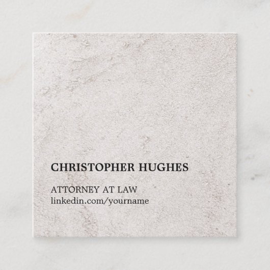 Einfache Elegante Imitats Stone Texture Attorney a Quadratische Visitenkarte (Vorderseite)