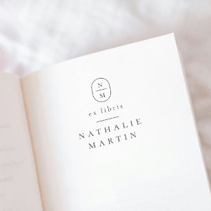 Einfache Elegante Initials Ex Libris Modernes Buch Permastempel