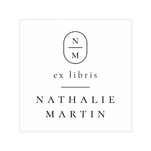 Einfache Elegante Initials Ex Libris Modernes Buch Permastempel (Design)