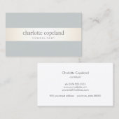 Einfache Elegante Ivory Stripe Grau Beruflich Visitenkarte (Vorne/Hinten)