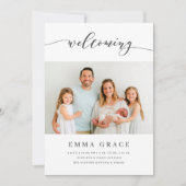 Einfache elegante Kalligrafie - Baby Birth An Ankündigung (Vorderseite)