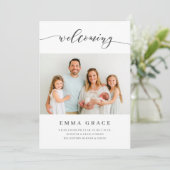 Einfache elegante Kalligrafie - Baby Birth An Ankündigung (Stehend Vorderseite)