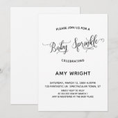 Einfache, elegante Kalligrafie Baby Sprinkle Einladung (Vorne/Hinten)